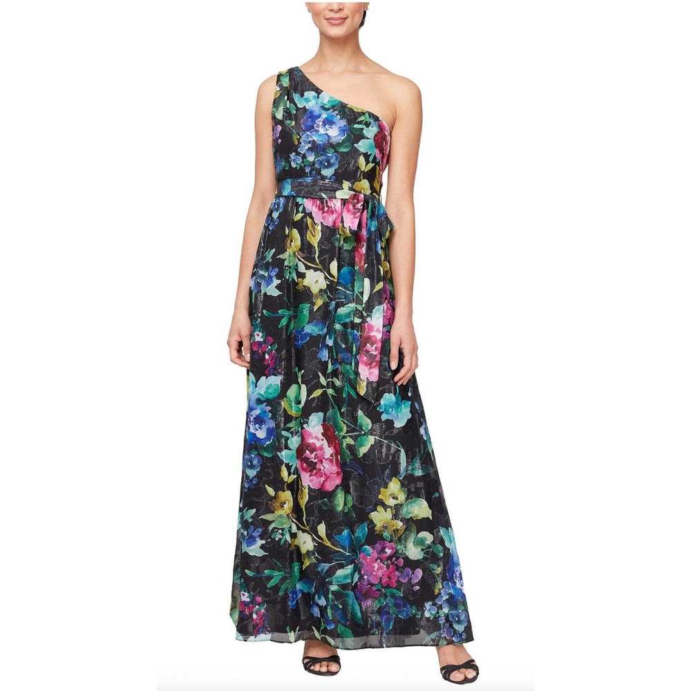 NWT SNLY Formal Floral Dress Maxi Wedding‎ Prom One Shoulder 22W